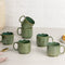 The Earth Store Glam Green Fringe Stackable Ceramic Tea Cup Set of 6, 160 ML Microwave and Dishwasher Safe